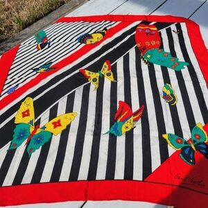 Gant Gaither Silk Butterfly Print Scarf ~ Colorful! ~ Vintage 1970s-80s? ~ Korea